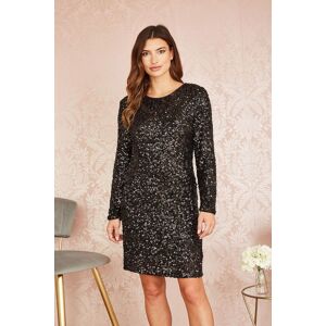 Yumi Women's Black Sequin Long Sleeve Bodycon Midi Dress Size: 8 Black 8 Yumi Women's Black Sequin Long Sleeve Bodycon Midi Dress Size: 8 Black 8