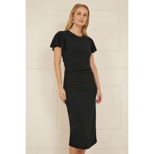 Yumi Women's Black Ruched Waist Stretch Midi Dress Size: 8 Black 8 Yumi Women's Black Ruched Waist Stretch Midi Dress Size: 8 Black 8