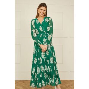 Yumi Women's Green Floral Pleated Midi Wrap Long Sleeve Dress Size: 12 Green 12 Yumi Women's Green Floral Pleated Midi Wrap Long Sleeve Dress Size: 12 Green 12