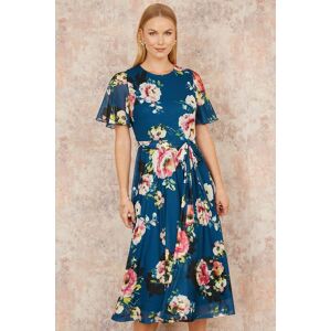 Yumi Women's Green Mesh Floral Midi Dress With Angel Sleeves Size: 14 Green 14 Yumi Women's Green Mesh Floral Midi Dress With Angel Sleeves Size: 14 Green 14