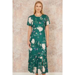 Yumi Women's Green Mesh Bird & Floral Print Midi Dress With Ruffles Size: 18 Green 18 Yumi Women's Green Mesh Bird & Floral Print Midi Dress With Ruffles Size: 18 Green 18