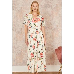 Yumi Women's Ivory Floral Mesh Tiered Maxi Dress Size: 8 Ivory 8 Yumi Women's Ivory Floral Mesh Tiered Maxi Dress Size: 8 Ivory 8