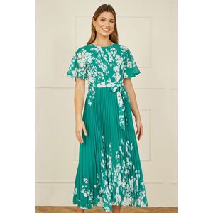 Yumi Women's Green Mirror Floral Design Pleated Midi Dress Size: 10 Green 10 Yumi Women's Green Mirror Floral Design Pleated Midi Dress Size: 10 Green 10