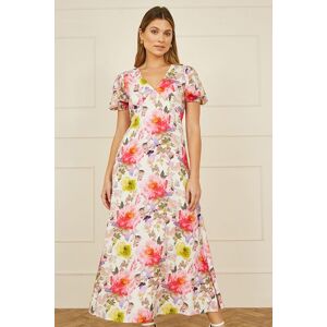 Yumi Women's White Floral Midi Dress in Ivory Size: 12 Ivory 12 Yumi Women's White Floral Midi Dress in Ivory Size: 12 Ivory 12