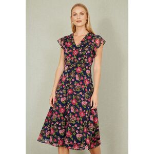 Yumi Women's Navy Floral Midi Skater Dress Size: 12 Navy 12 Yumi Women's Navy Floral Midi Skater Dress Size: 12 Navy 12