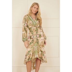 Yumi Green Satin Midi Dress with Viscose Yumi Green Satin Midi Dress with Viscose