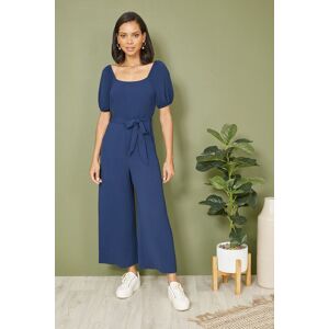 Yumi Women's Navy Square Neck Puff Sleeve Culotte Jumpsuit Size: 14 Navy 14 Yumi Women's Navy Square Neck Puff Sleeve Culotte Jumpsuit Size: 14 Navy 14