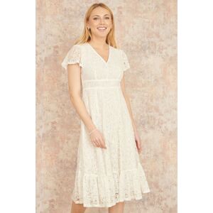 Yumi Women's White Lace Midi Skater Dress Size: 10 White 10 Yumi Women's White Lace Midi Skater Dress Size: 10 White 10