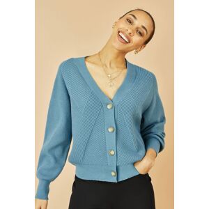 Yumi Women's Blue Relaxed Fit Cardigan With Stitch Detail Size: Small Blue S Yumi Women's Blue Relaxed Fit Cardigan With Stitch Detail Size: Small Blue S