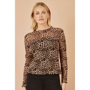 Yumi Women's Brown Leopard Print Mesh Stretch Fitted Top Size: 8 Brown 8 Yumi Women's Brown Leopard Print Mesh Stretch Fitted Top Size: 8 Brown 8