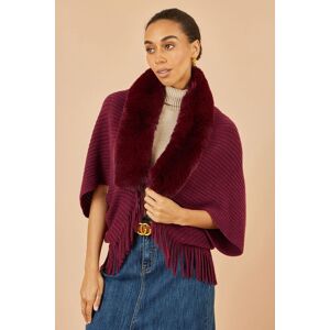 Yumi Curve Women's Burgundy Fur Collar Shrug With Tassel Hem Size: Medium/Large Burgundy M/L Yumi Curve Women's Burgundy Fur Collar Shrug With Tassel Hem Size: Medium/Large Burgundy M/L