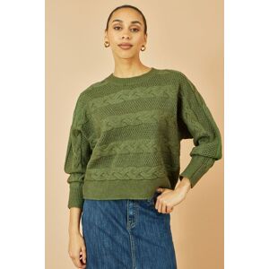 Yumi Women's Green Cable Knit Relaxed Fit Jumper Size: Medium Green M Yumi Women's Green Cable Knit Relaxed Fit Jumper Size: Medium Green M