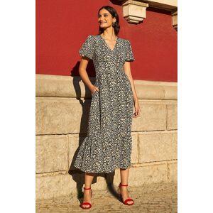 Yumi Women's Brown Leopard Print Pleated Button Through Midi Dress Size: 16 Brown 16 Yumi Women's Brown Leopard Print Pleated Button Through Midi Dress Size: 16 Brown 16