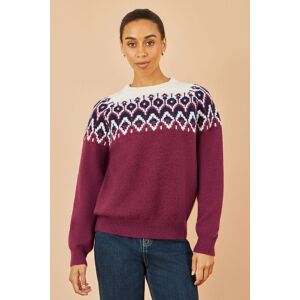 Yumi Women's Burgundy Fair isle Relaxed Fit Knitted Jumper Size: S/M Burgundy S/M Yumi Women's Burgundy Fair isle Relaxed Fit Knitted Jumper Size: S/M Burgundy S/M