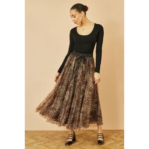 Yumi Women's Brown Leopard Mesh Tulle Skirt Size: 8 Brown 8 Yumi Women's Brown Leopard Mesh Tulle Skirt Size: 8 Brown 8