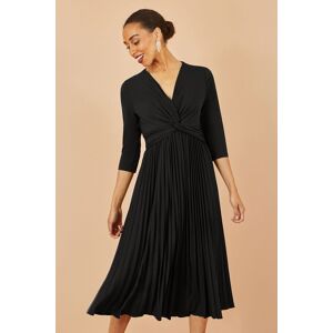 Yumi Women's Black Jersey Knot Waist Pleated Midi Dress Size: 12 Black 12 Yumi Women's Black Jersey Knot Waist Pleated Midi Dress Size: 12 Black 12