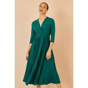 Yumi Women's Green Jersey Knot Waist Pleated Midi Dress Size: 16 Green 16 Yumi Women's Green Jersey Knot Waist Pleated Midi Dress Size: 16 Green 16