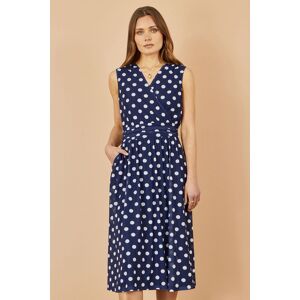 Yumi Women's Navy Polka Dot Mesh Wrap Skater Dress With Pockets Size: 10 Navy 10 Yumi Women's Navy Polka Dot Mesh Wrap Skater Dress With Pockets Size: 10 Navy 10