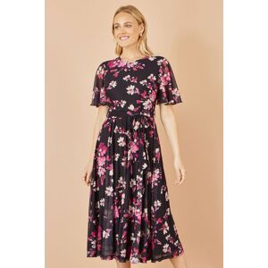Yumi Women's Black Mesh Skater Floral Midi Dress Size: 10 Black 10 Yumi Women's Black Mesh Skater Floral Midi Dress Size: 10 Black 10