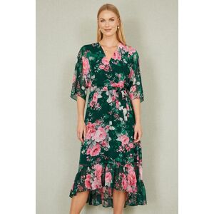 Yumi Women's Dark Green Kimono Sleeves Midi Dip Hem Wrap Midi Dress Size: 20 Green 20 Yumi Women's Dark Green Kimono Sleeves Midi Dip Hem Wrap Midi Dress Size: 20 Green 20