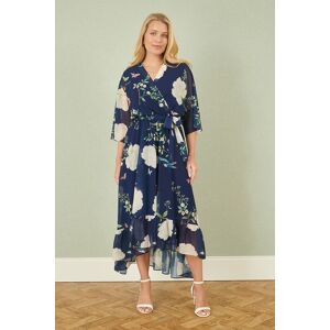 Yumi Women's Navy Bird & Floral Print Midi Wrap Dress Size: 12 Navy 12 Yumi Women's Navy Bird & Floral Print Midi Wrap Dress Size: 12 Navy 12