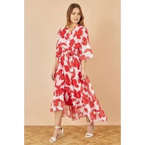 Yumi Women's Red Kimono Sleeves Midi Dip Hem Wrap Midi Dress Size: 10 Red 10 Yumi Women's Red Kimono Sleeves Midi Dip Hem Wrap Midi Dress Size: 10 Red 10