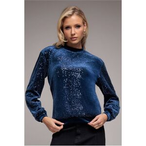 Goddiva Women's Sequin Velvet Jumper in Navy Size: 12 Navy 12 Goddiva Women's Sequin Velvet Jumper in Navy Size: 12 Navy 12