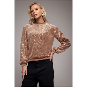 Goddiva Women's Sequin Velvet Jumper in Medium Beige Size: 16 Medium Beige 16 Goddiva Women's Sequin Velvet Jumper in Medium Beige Size: 16 Medium Beige 16