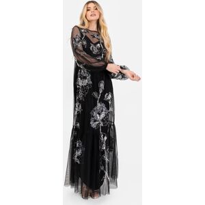 Maya Deluxe Women's Floral Embellished Long Sleeve Maxi Dress in Black Size: 20 Black 20 Maya Deluxe Women's Floral Embellished Long Sleeve Maxi Dress in Black Size: 20 Black 20