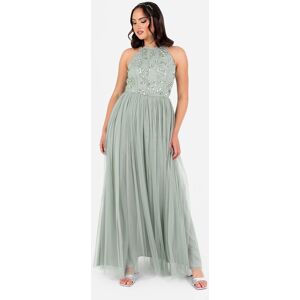 Maya Deluxe Women's Floral Embellished Halter Neck Maxi Dress in Mint Size: 16 Mint 16 Maya Deluxe Women's Floral Embellished Halter Neck Maxi Dress in Mint Size: 16 Mint 16