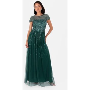 Maya Deluxe Women's Embellished Cap Sleeve Maxi Dress in Emerald Size: 28 Emerald 28 Maya Deluxe Women's Embellished Cap Sleeve Maxi Dress in Emerald Size: 28 Emerald 28