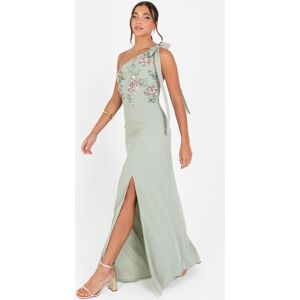 Maya Deluxe Women's Floral Embellished Self-Tie One Shoulder Maxi Dress in Mint Size: 20 Mint 20 Maya Deluxe Women's Floral Embellished Self-Tie One Shoulder Maxi Dress in Mint Size: 20 Mint 20