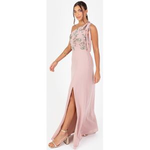 Maya Deluxe Women's Floral Embellished Self-Tie One Shoulder Maxi Dress in Light Pink Size: 18 Light Pink 18 Maya Deluxe Women's Floral Embellished Self-Tie One Shoulder Maxi Dress in Light Pink Size: 18 Light Pink 18