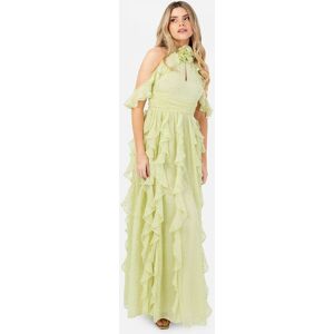 Anaya with Love Women's Cold Shoulder Waterfall Ruffle Maxi Dress in Green Size: 8 Green 8 Anaya with Love Women's Cold Shoulder Waterfall Ruffle Maxi Dress in Green Size: 8 Green 8