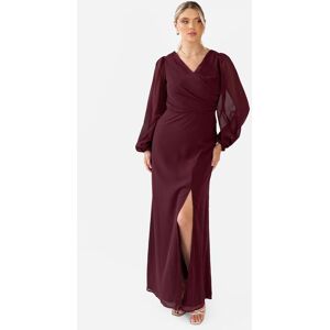 Anaya with Love Women's Faux Wrap Blouson Sleeve Maxi Dress in Burgundy Size: 16 Burgundy 16 Anaya with Love Women's Faux Wrap Blouson Sleeve Maxi Dress in Burgundy Size: 16 Burgundy 16