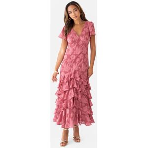 Anaya with Love Women's V Neck Short Sleeve Ruffle Midaxi Dress in Dark Pink Size: 18 Dark Pink 18 Anaya with Love Women's V Neck Short Sleeve Ruffle Midaxi Dress in Dark Pink Size: 18 Dark Pink 18