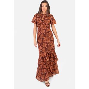 Anaya with Love Women's Floral Short Sleeve Maxi Dress in Brown Size: 18 Brown 18 Anaya with Love Women's Floral Short Sleeve Maxi Dress in Brown Size: 18 Brown 18