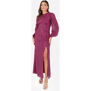 Maya Deluxe Women's Embellished Blouson Sleeve Maxi Dress in Pink Size: 16 Pink 16 Maya Deluxe Women's Embellished Blouson Sleeve Maxi Dress in Pink Size: 16 Pink 16