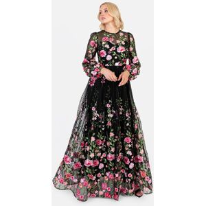 Maya Deluxe Women's Embroidered Blouson Sleeve Maxi Dress in Black Size: 16 Black 16 Maya Deluxe Women's Embroidered Blouson Sleeve Maxi Dress in Black Size: 16 Black 16