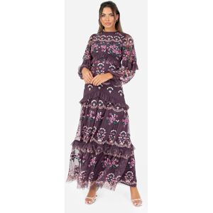 Maya Deluxe Women's Embroidered Long Sleeve Maxi Dress in Grape Size: 16 Grape 16 Maya Deluxe Women's Embroidered Long Sleeve Maxi Dress in Grape Size: 16 Grape 16