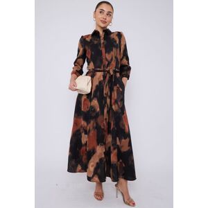 Love Sunshine Women's Brown Abstract Print Maxi Shirt Dress in Black Size: 10 Black 10 Love Sunshine Women's Brown Abstract Print Maxi Shirt Dress in Black Size: 10 Black 10