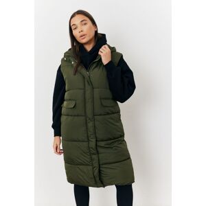 In The Style Women's Khaki Longline Hooded Puffer Gilet in Green Size: 8 Green 8 In The Style Women's Khaki Longline Hooded Puffer Gilet in Green Size: 8 Green 8