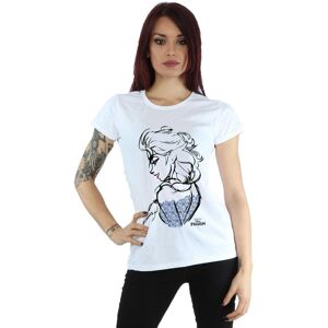 Disney Women's Frozen Elsa Sketch Mono Cotton T-Shirt in White Size: XL White XL Disney Women's Frozen Elsa Sketch Mono Cotton T-Shirt in White Size: XL White XL
