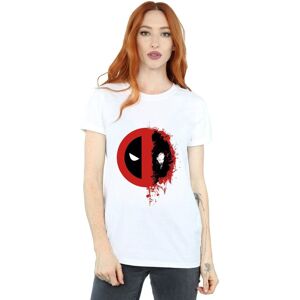 Marvel Women's Deadpool Split Splat Logo Cotton Boyfriend T-Shirt in White Size: Large White L Marvel Women's Deadpool Split Splat Logo Cotton Boyfriend T-Shirt in White Size: Large White L