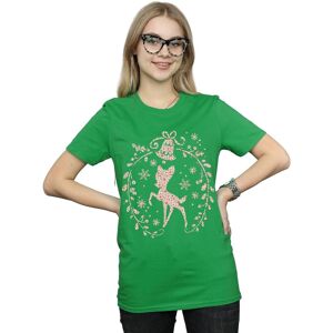 Disney Women's Bambi Christmas Wreath Cotton Boyfriend T-Shirt in Green Size: 2XL Green 2XL Disney Women's Bambi Christmas Wreath Cotton Boyfriend T-Shirt in Green Size: 2XL Green 2XL