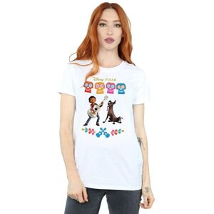 Disney Women's Coco Miguel Logo Cotton Boyfriend T-Shirt in White Size: XL White XL Disney Women's Coco Miguel Logo Cotton Boyfriend T-Shirt in White Size: XL White XL
