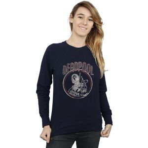 Marvel Women's Deadpool Vintage Circle Sweatshirt in Navy Size: Large Navy L Marvel Women's Deadpool Vintage Circle Sweatshirt in Navy Size: Large Navy L