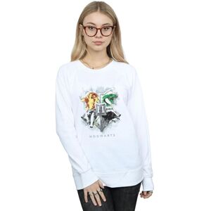 Harry Potter Women's Hogwarts Painted Crest Sweatshirt in White Size: Large White L Harry Potter Women's Hogwarts Painted Crest Sweatshirt in White Size: Large White L