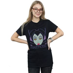 Disney Women's Maleficent Cropped Head Cotton Boyfriend T-Shirt in Black Size: Large Black L Disney Women's Maleficent Cropped Head Cotton Boyfriend T-Shirt in Black Size: Large Black L