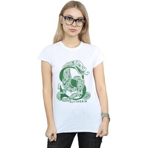 Harry Potter Women's Slytherin Glitter Cotton T-Shirt in White Size: XL White XL Harry Potter Women's Slytherin Glitter Cotton T-Shirt in White Size: XL White XL